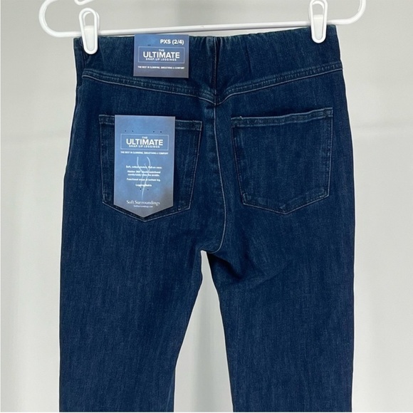 SOFT SURROUNDINGS NWT THE ULTIMATE SNAP UP LEGGINGS DARK BLUE DENIM WASH PETITE - Picture 9 of 15